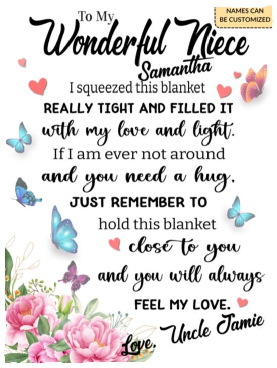 To My Wonderful Niece - Eternal Embrace Plush Fleece Blanket