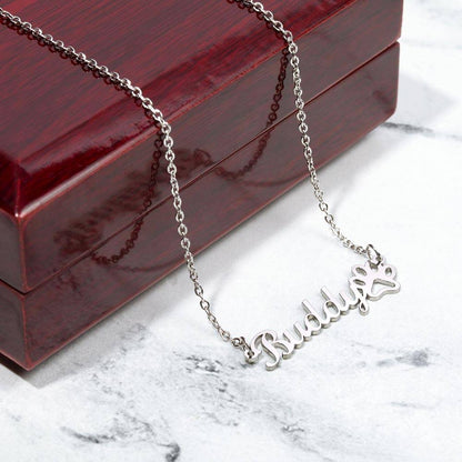 Pet Remembrance | Name Paw Print Necklace