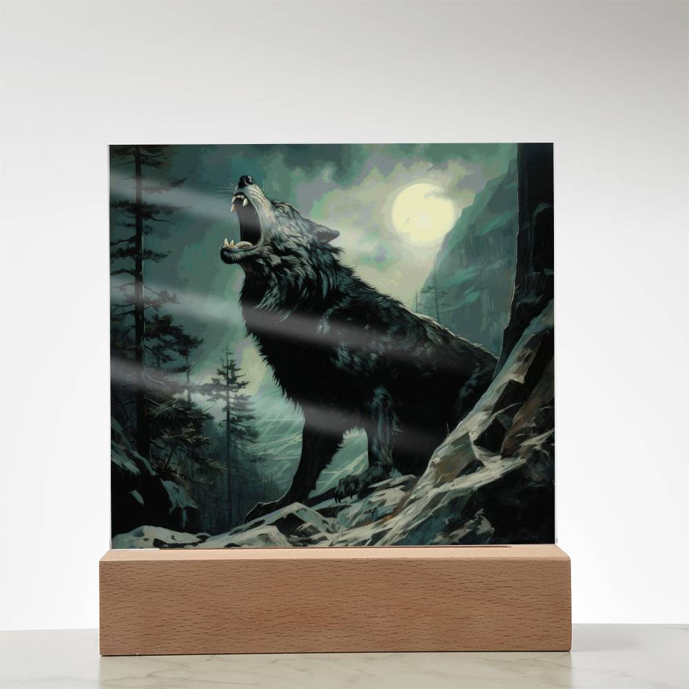 Werewolf Howling at the moon | Square Acrylic Plaque