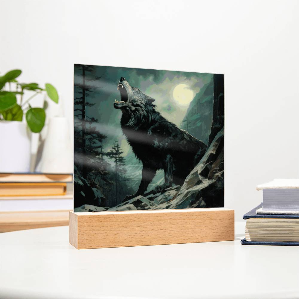 Werewolf Howling at the moon | Square Acrylic Plaque