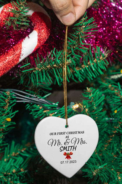 Our First Christmas - Personalized Heart Shaped Ornament