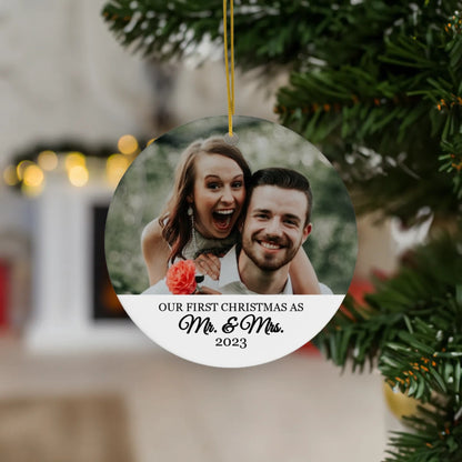 Our First Christmas As Mrs. & Mrs. - Ceramic Photo Ornament